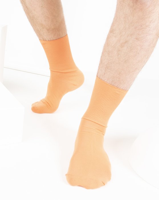 1551 Light Orange Soft Crew Socks 2